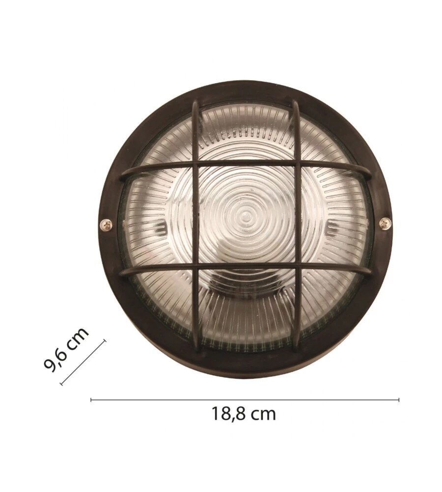 APPLIQUE NERA TONDA IN PLASTICA E VETRO E27, 60W